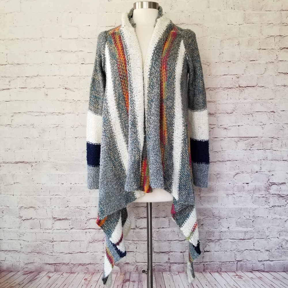 Lovestitch Striped Open Blanket Cardigan